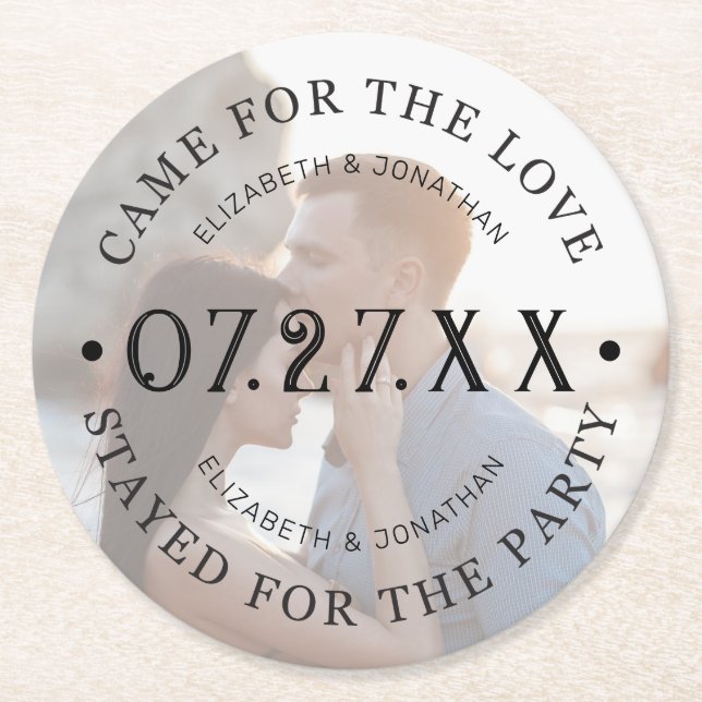 Modern Personligt bröllp Photo Papper Underlägg Rund (Framsidan)