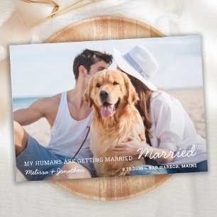 Modern Pet Bröllop par Photo Hund Spara Datumet