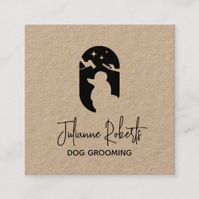 Modern pet care logo dog grooming fyrkantigt visitkort (Framsida)