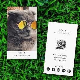 Modern Pet Cat Influencer Photo QR-kod Visitkort