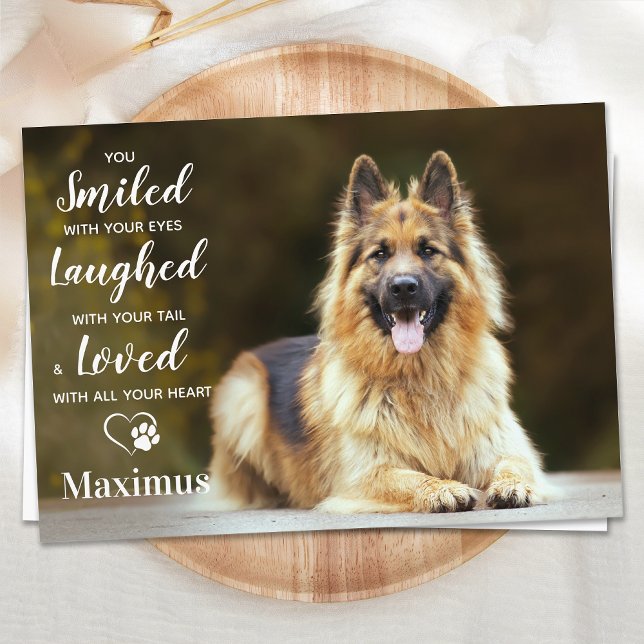 Modern Pet Loss Personalized Photo Dog Memorial Tack Kort (Skapare uppladdad)