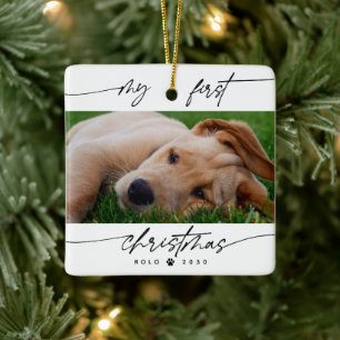 Modern Pet Lover's Min Första Jul Foto Julgransprydnad Keramik