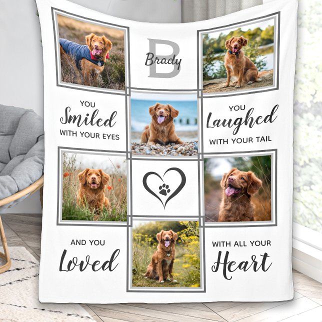 Modern Pet Memorial Anpassningsbar Hund Photo Coll Fleecefilt (Skapare uppladdad)