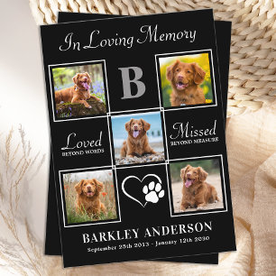 Modern Pet Memorial Personlig 5 Fotokollage Tack Kort