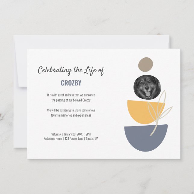 Modern Pet Memorial Photo Firande of Life Meddelande (Framsida)