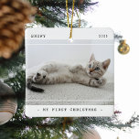 Modern Pet Min första jul 2-foto Julgransprydnad Keramik<br><div class="desc">Modern Pet 2 (två) - Fjullkeramiskt prydnadsämne. Utformningen innehåller två fotografier av din valp eller kattunge,  rubriken "Min första jul",  deras namn och år. All text är enkel att anpassa med hjälp av mallen som tillhandahålls.</div>