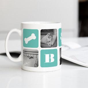 Modern Pet Monogram Photo Collage Kaffemugg
