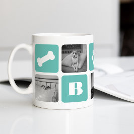 Modern Pet Monogram Photo Collage Kaffemugg