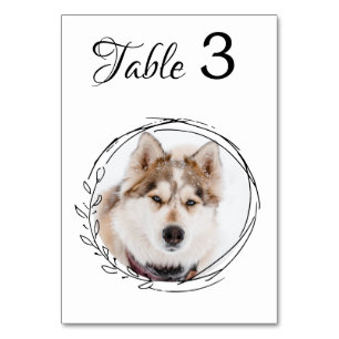 Modern Pet Photo Black White Botanical Bröllop Bordsnummer