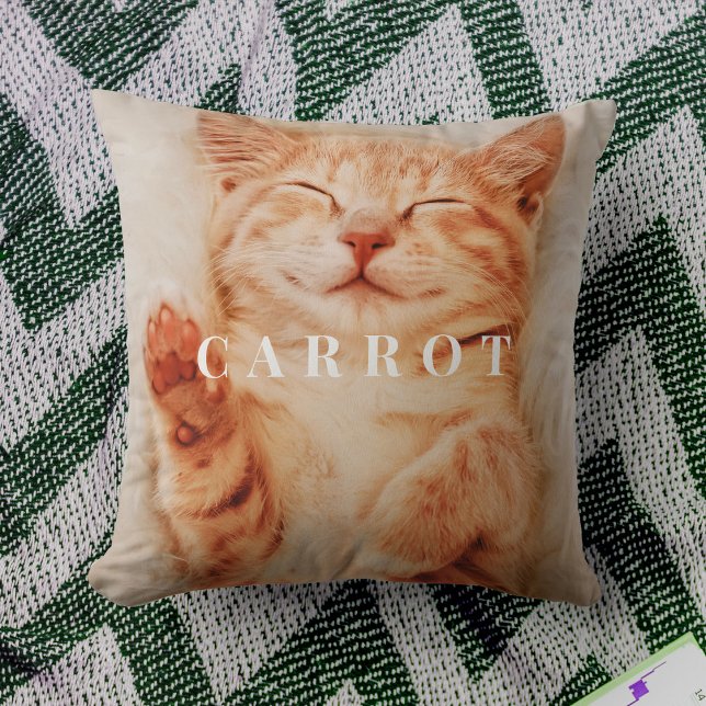 Modern Pet Photo Cute Minimal Typography Keepsaké Kudde (Skapare uppladdad)