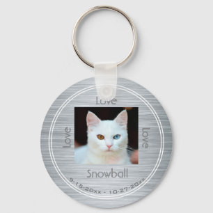 Modern Pet Photo Memorial Tribute med Namn Nyckelring
