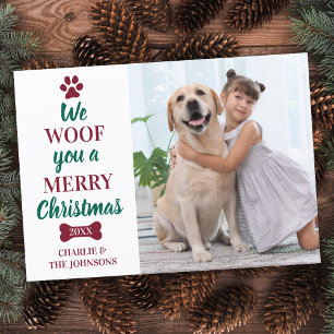 Modern Pet Photo Merry Christmas From The Dog Julkort