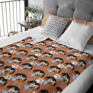 Modern Pet Photo Terracotta Paw Skriv ut Cute Fleecefilt