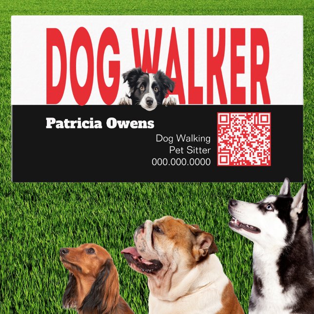 Modern Pet Sitter Dog Walker Visitkort (modern, cute, and adorable dog walking service business card)