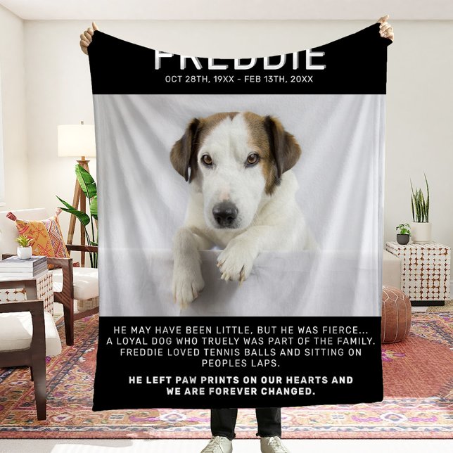 Modern Pet Tribute Photo Keepsaké Fleecefilt (Skapare uppladdad)