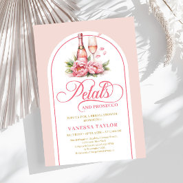 Modern petals and prosecco blush gold shower card inbjudningar