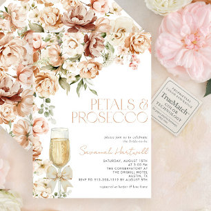 Modern Petals & Prosecco Blommigt Bow-Möhippa Inbjudningar