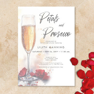 Modern Petals & Prosecco Watercolor Möhippa Inbjudningar