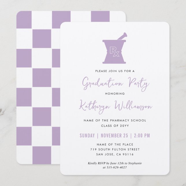 Modern PharmD Pharmacy School Studenten Inbjudningar (Fram/baksida)