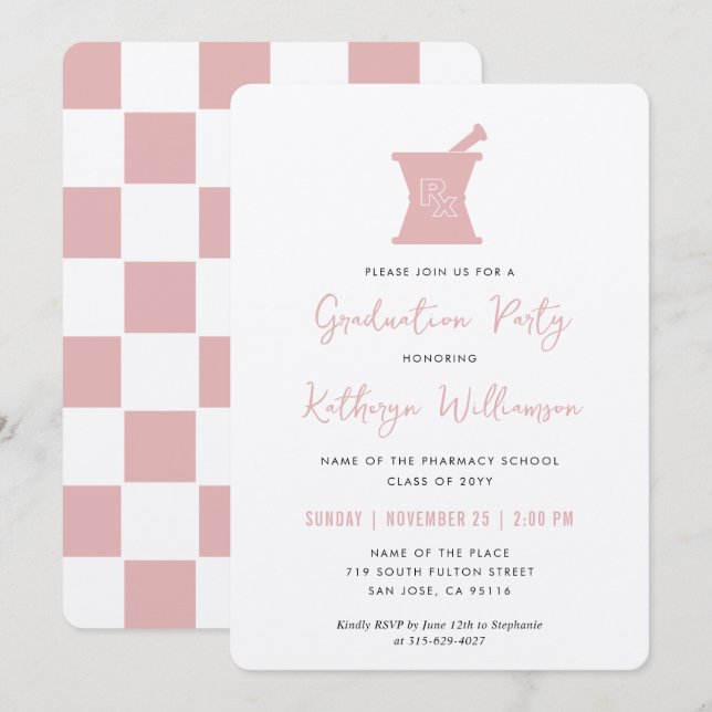 Modern PharmD Pharmacy School Studenten Inbjudningar (Fram/baksida)