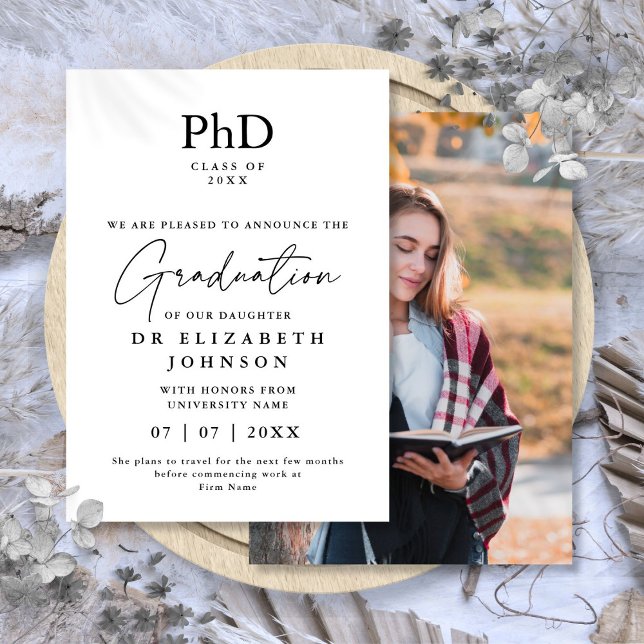Modern PhD-gradens fotomeddelande Inbjudningar (Modern PhD Degree Photo Announcement)