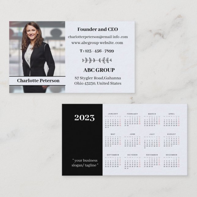 Modern Photo 2023-kalender Visitkort (Fram/baksida)
