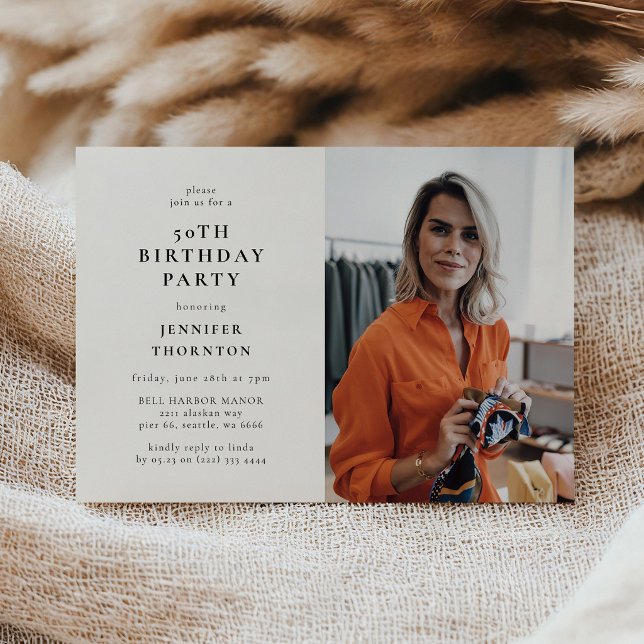 Modern Photo 50th Birthday Party Inbjudningar (Skapare uppladdad)