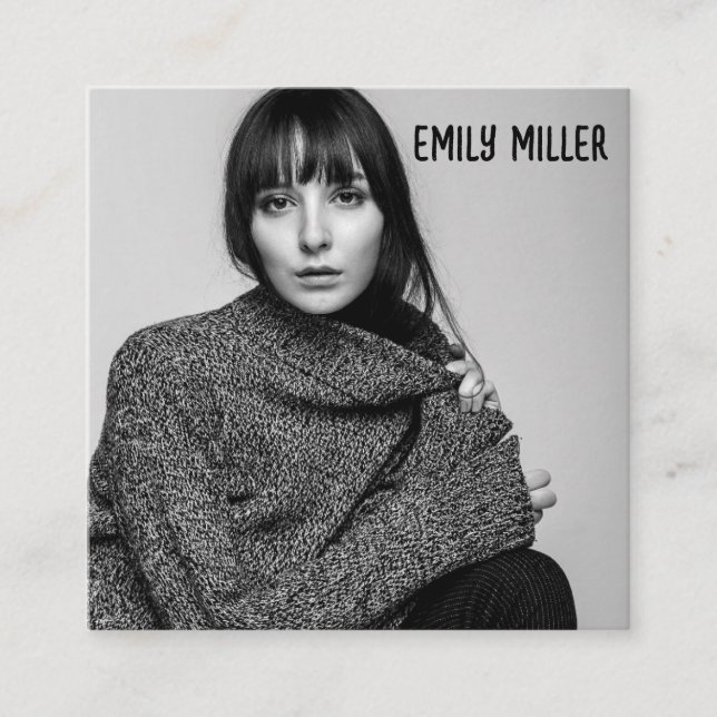 MODERN PHOTO ANPASSNINGSBAR SQUARE-AFFÄRSKORT FYRKANTIGT VISITKORT (Framsida)