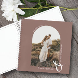 Modern Photo Arch Bröllop Ro Taupe Guest Bok