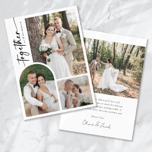 Modern Photo Arch Calligraphy Together Bröllop Tack Kort