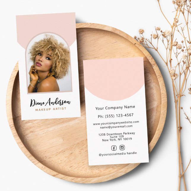 Modern Photo Arch Makeup Beauty Industry Visitkort (This simple feminine business card with a modern arch photo is great for the beauty industry.)