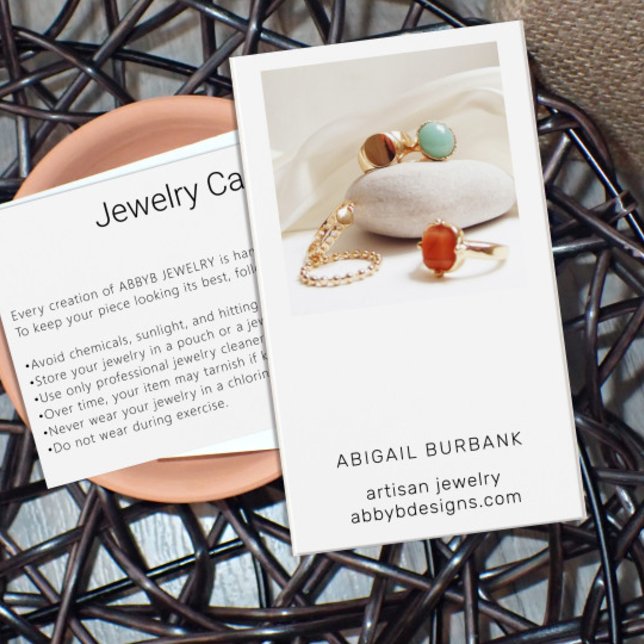 Modern Photo Artisan Jewelry Care Card Visitkort (Skapare uppladdad)