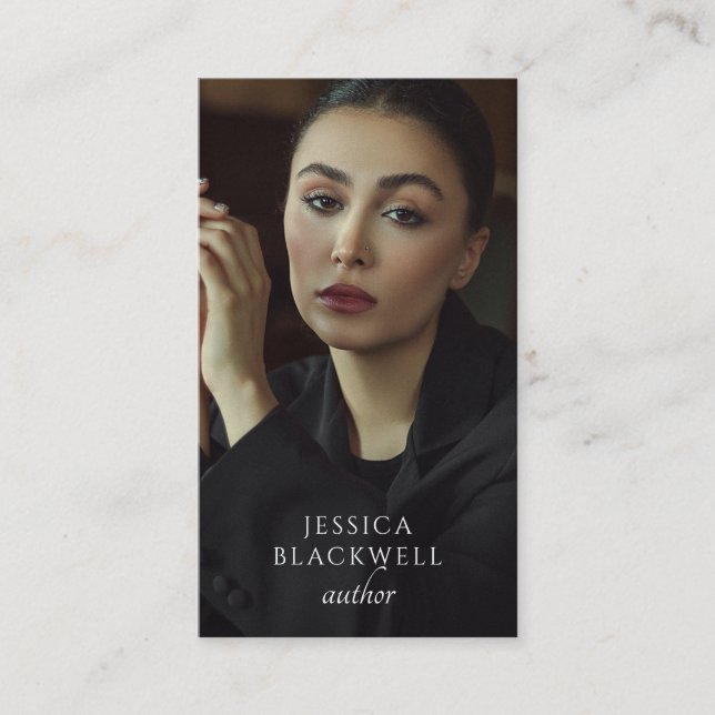 Modern Photo Author Writer Business Card Visitkort (Framsida)