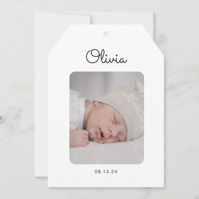 Modern Photo Baby Birth Notice Meddelande (Framsida)