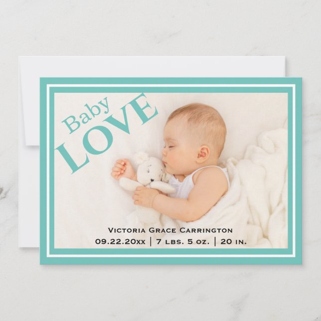 Modern Photo Baby Kärlek Stats Namn Birance Meddelande (Framsida)