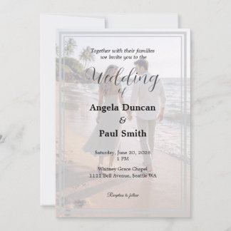 Modern Photo Background Wedding Invitation Card Inbjudningar