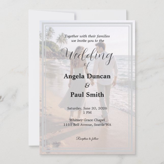 Modern Photo Background Wedding Invitation Card Inbjudningar (Framsida)