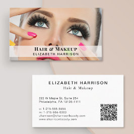 Modern Photo Beauty Hair Makeup QR-kod Visitkort