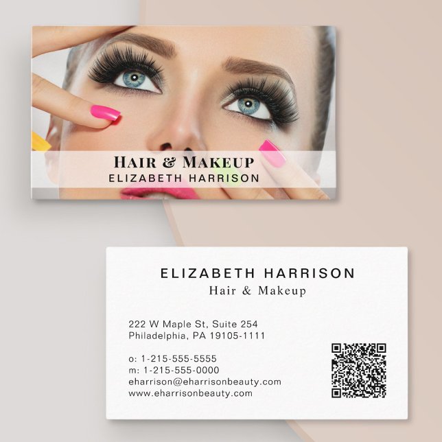 Modern Photo Beauty Hair Makeup QR-kod Visitkort (Skapare uppladdad)