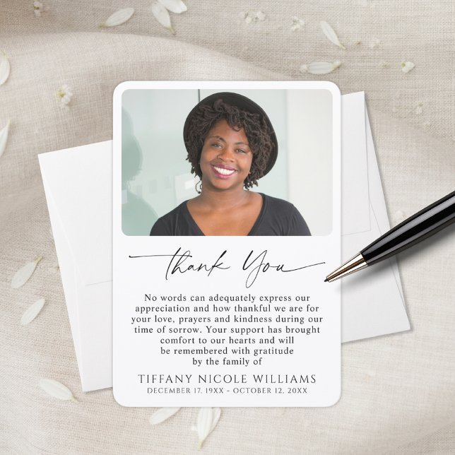Modern Photo Bereavement Sympathy Funeral Photo Tack Kort (Skapare uppladdad)