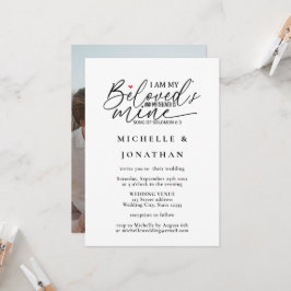 Modern Photo Bible Verse Christian Bröllop Inbjudningar