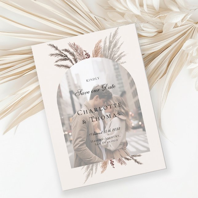 Modern Photo Boho Pampasgras Inbjudningar (Skapare uppladdad)