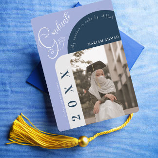 Modern Photo Bold Navy Blue Islamic studenten Inbjudningar