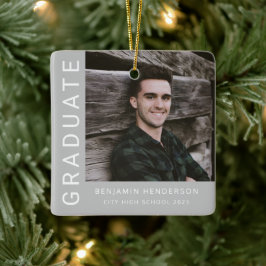 Modern Photo Boy 2023 Studenten Julgransprydnad Keramik