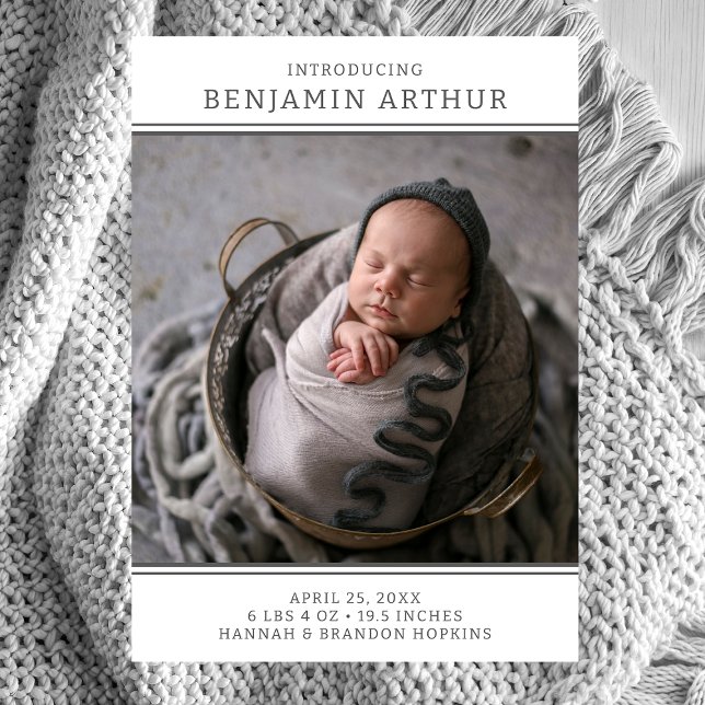 Modern Photo Boy Birth-varning Inbjudningar (Skapare uppladdad)