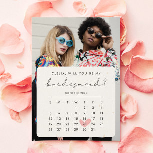 Modern Photo Bridesmaid Frieri kalender Inbjudningar