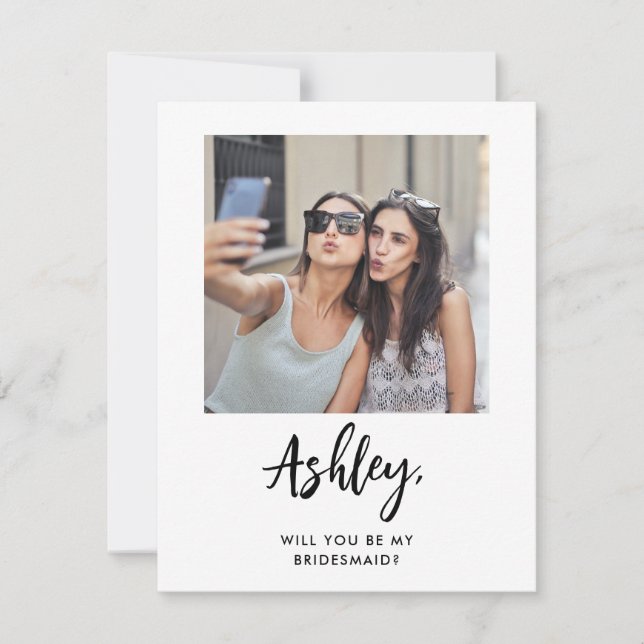 Modern Photo Bridesmaid-kort, Bridesmaid Frieri (Framsida)