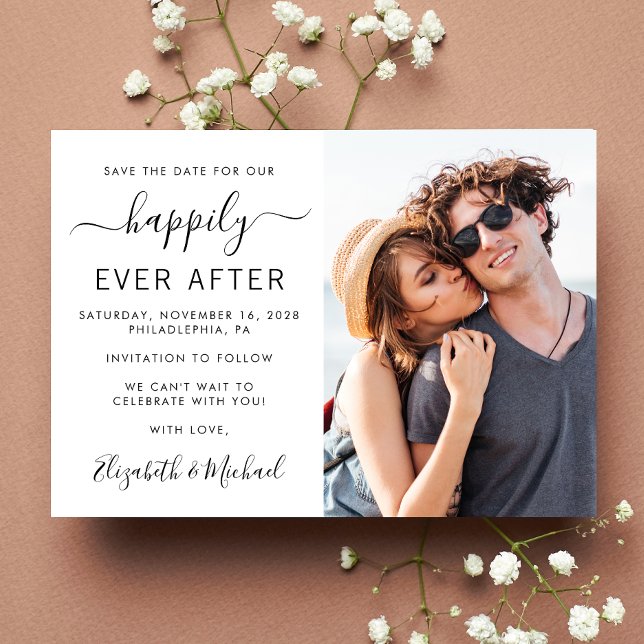 Modern Photo Bröllop Spara Datumet (A stylish save the date announcement for your wedding )