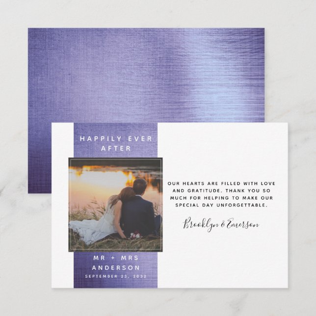 Modern Photo Bröllop Tack Anteckningskort (Fram/baksida)