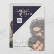 Modern PHOTO-bröllopsinbjudan QR CODE-OSA Blue